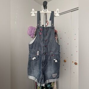 Charming Kids Denim Overalls with Embroidered Details